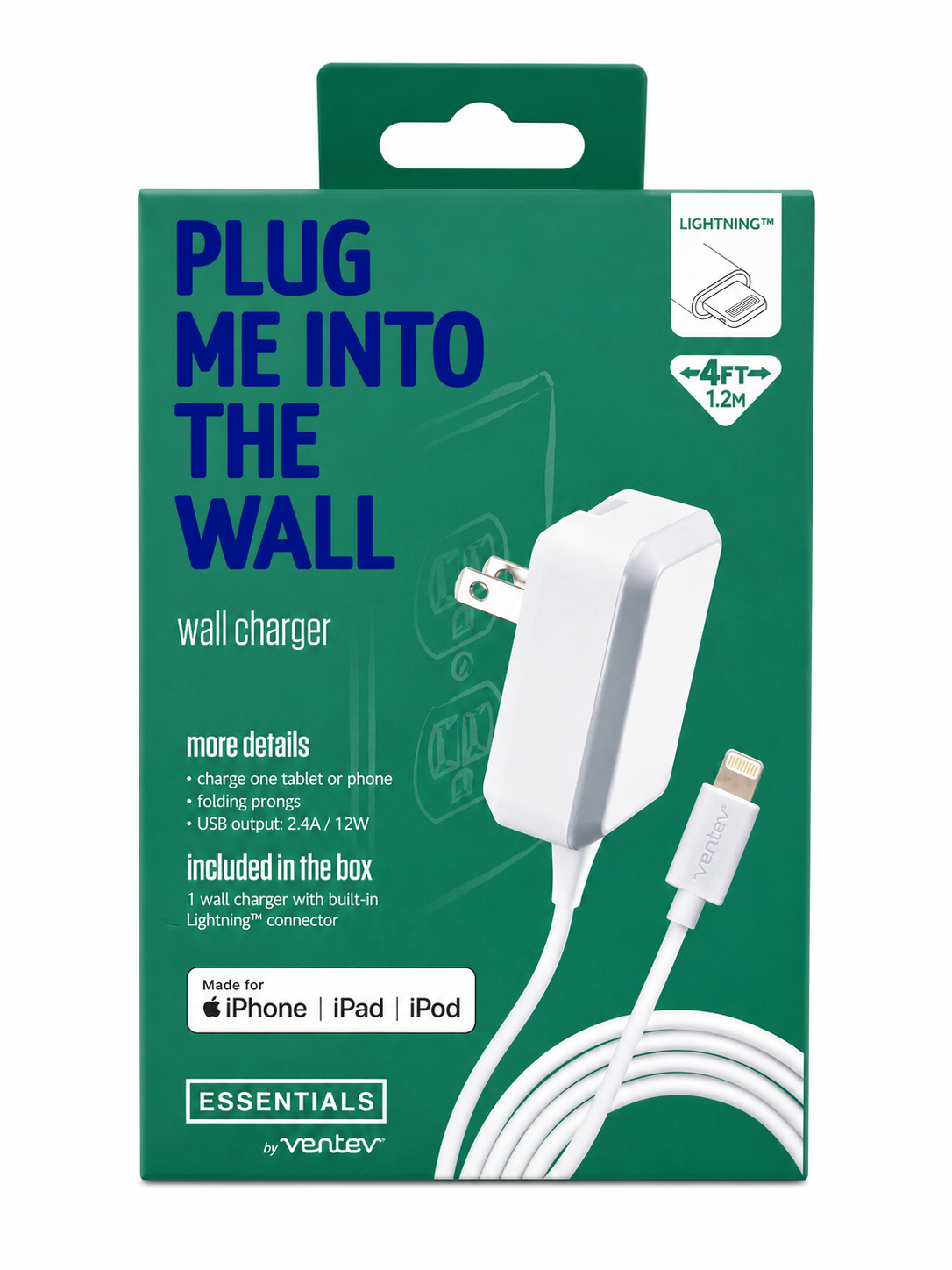Ventev 4ft Wall Charger Lighting White